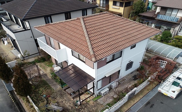 高砂市　モニエル瓦屋根　ドローン撮影