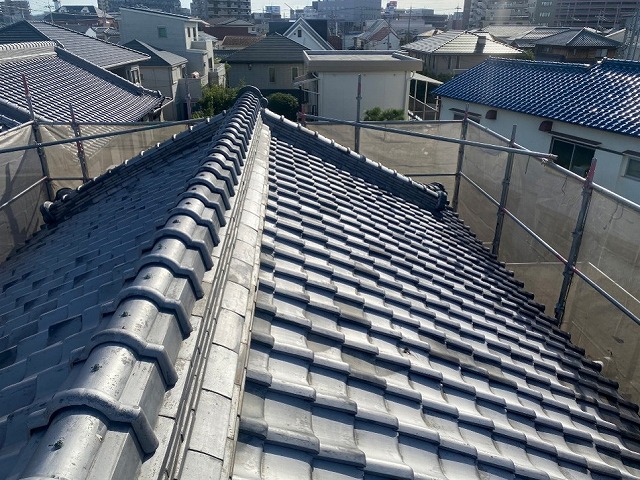 高砂市　棟まわりの和瓦屋根
