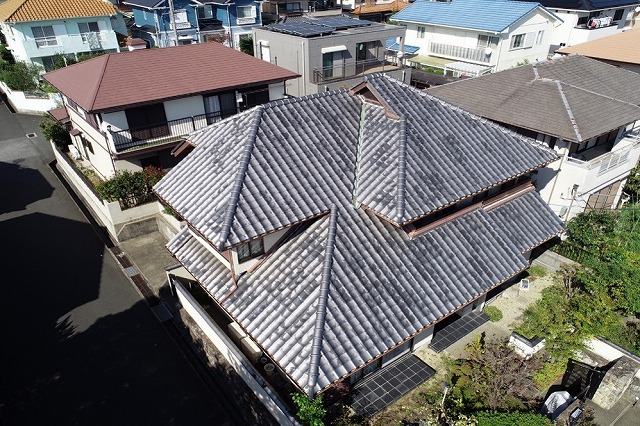 高砂市　上空から見た瓦屋根全景