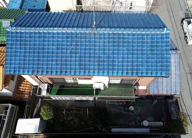 高砂市　葺き替え工事　ドローン空撮　大屋根