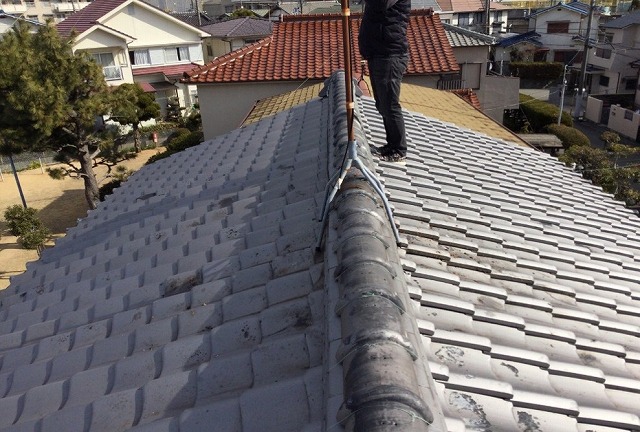 高砂市　大棟を上から見た屋根