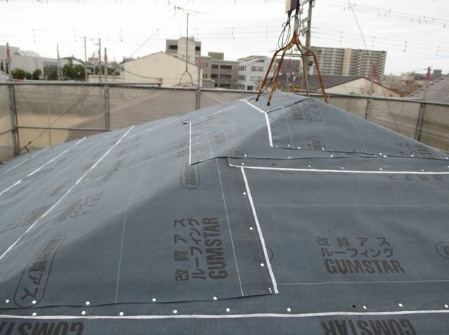 高砂市　防水紙を敷いた屋根