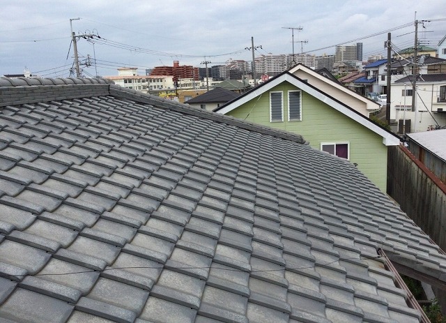 高砂市　和瓦屋根の平部状況