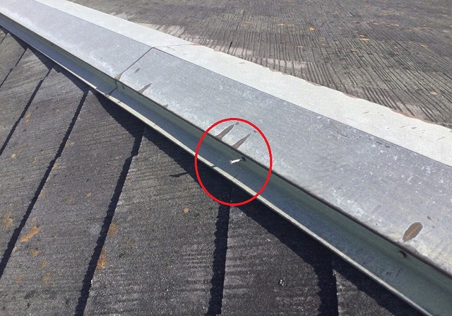姫路市　棟板金の釘浮き