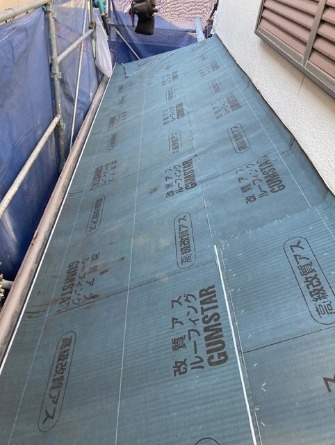 高砂市　防水紙施工後の下屋根
