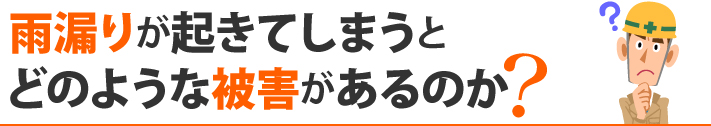 雨漏りが起きてしまうとどのような被害があるのか？